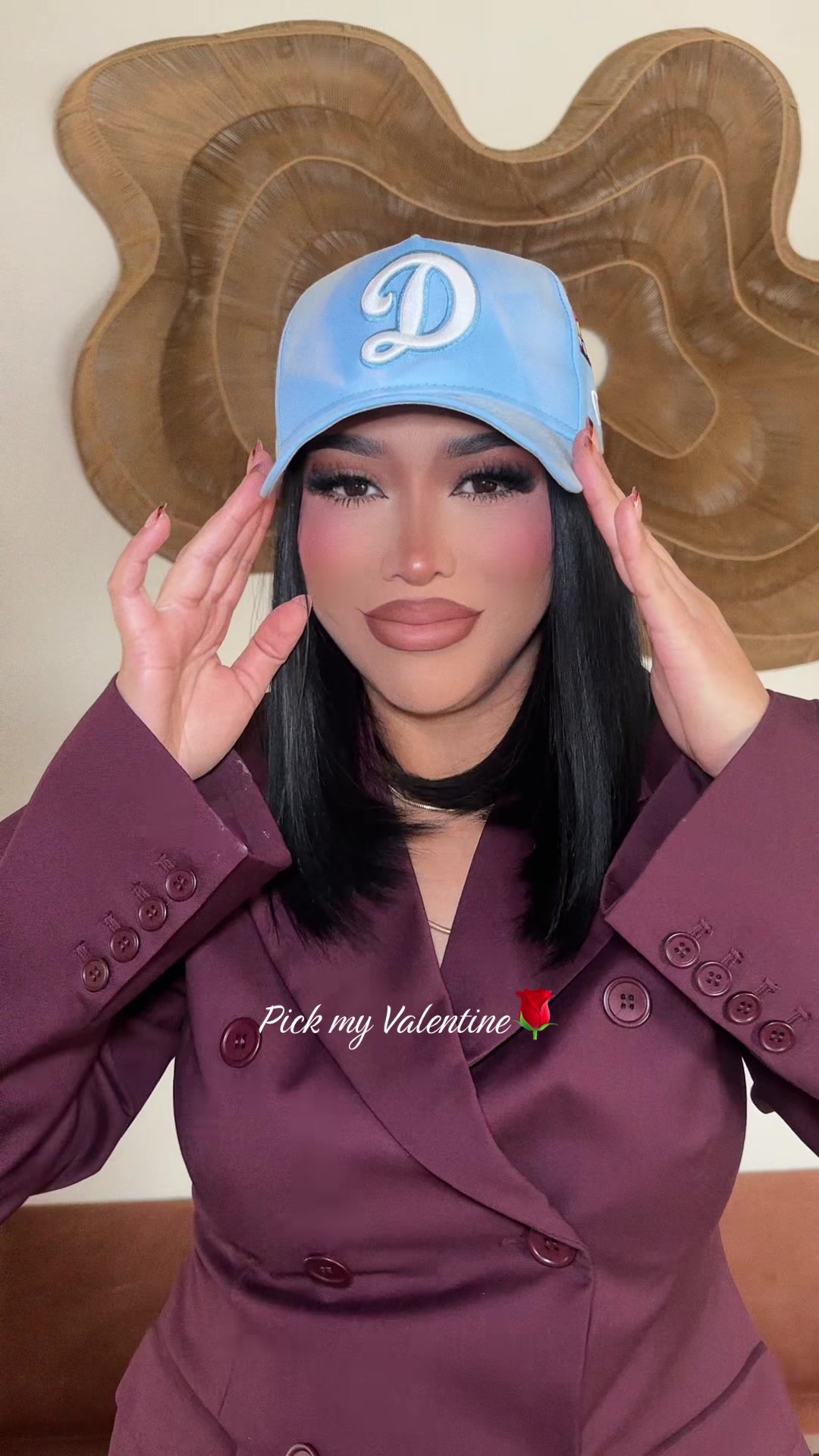 TikTok post by @daisyindesign for Culture Kings. Caption reads: Valentines Day options! Hats from @Culture Kings....