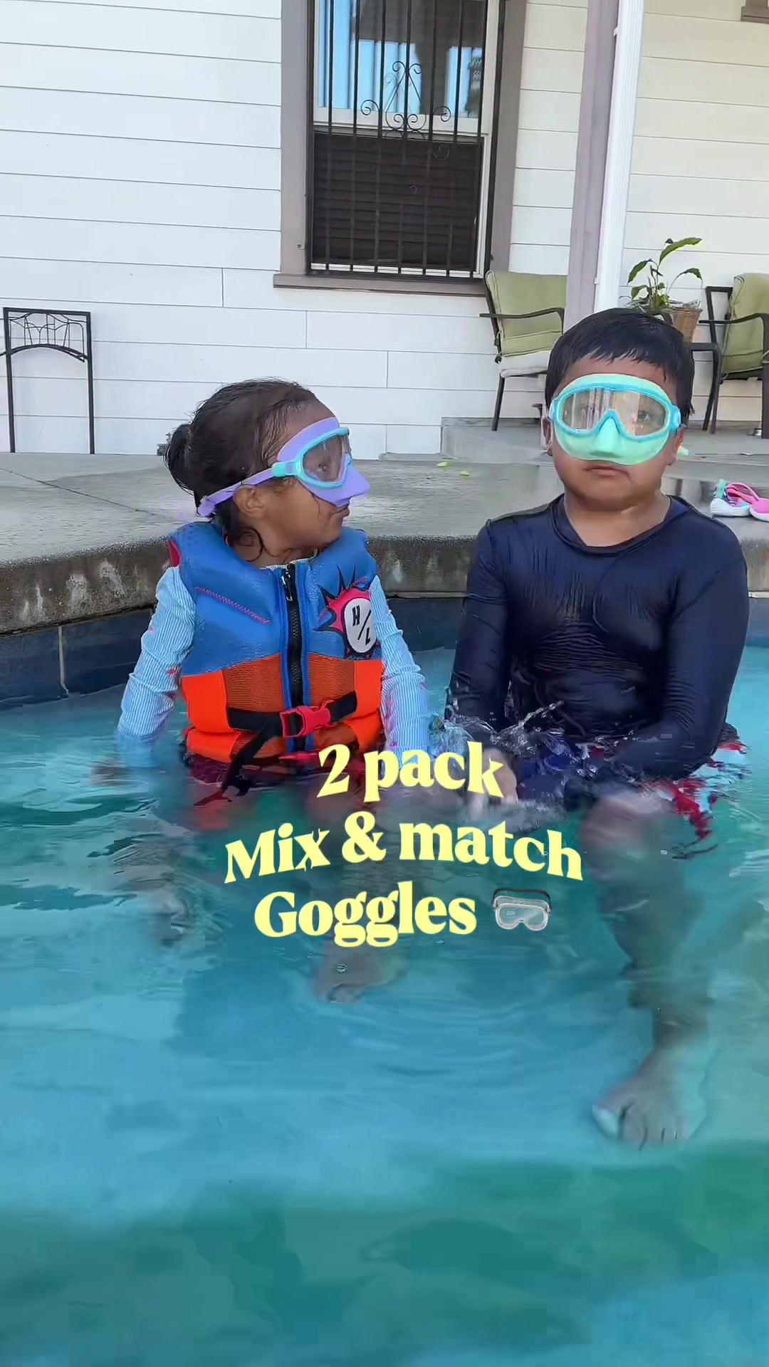 TikTok post by @dreythegemini for Vvinca. Caption reads: [...] #kidsgoggles #swimgoggles #swimlessons....