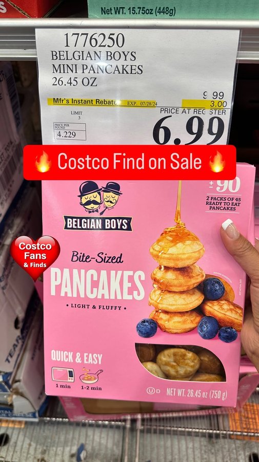 Instagram post by @costcofans for Belgian Boys. Caption reads: #ad SALE 🔥 Save $3 on @BelgianBoys Bite-Sized....