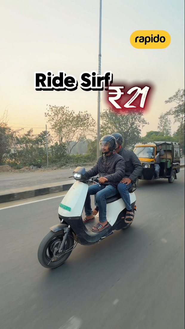 Instagram post by @namaste_narmadapuram for Rapido. Caption reads: "Narmadapuram, traffic ko bolo bye-bye — ab ride....