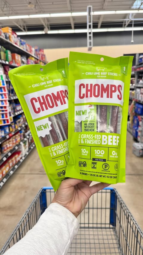 Instagram post by @walmartfavs for Chomps. Caption reads: NEW Chili Lime CHOMPS at Walmart, they are SO good....