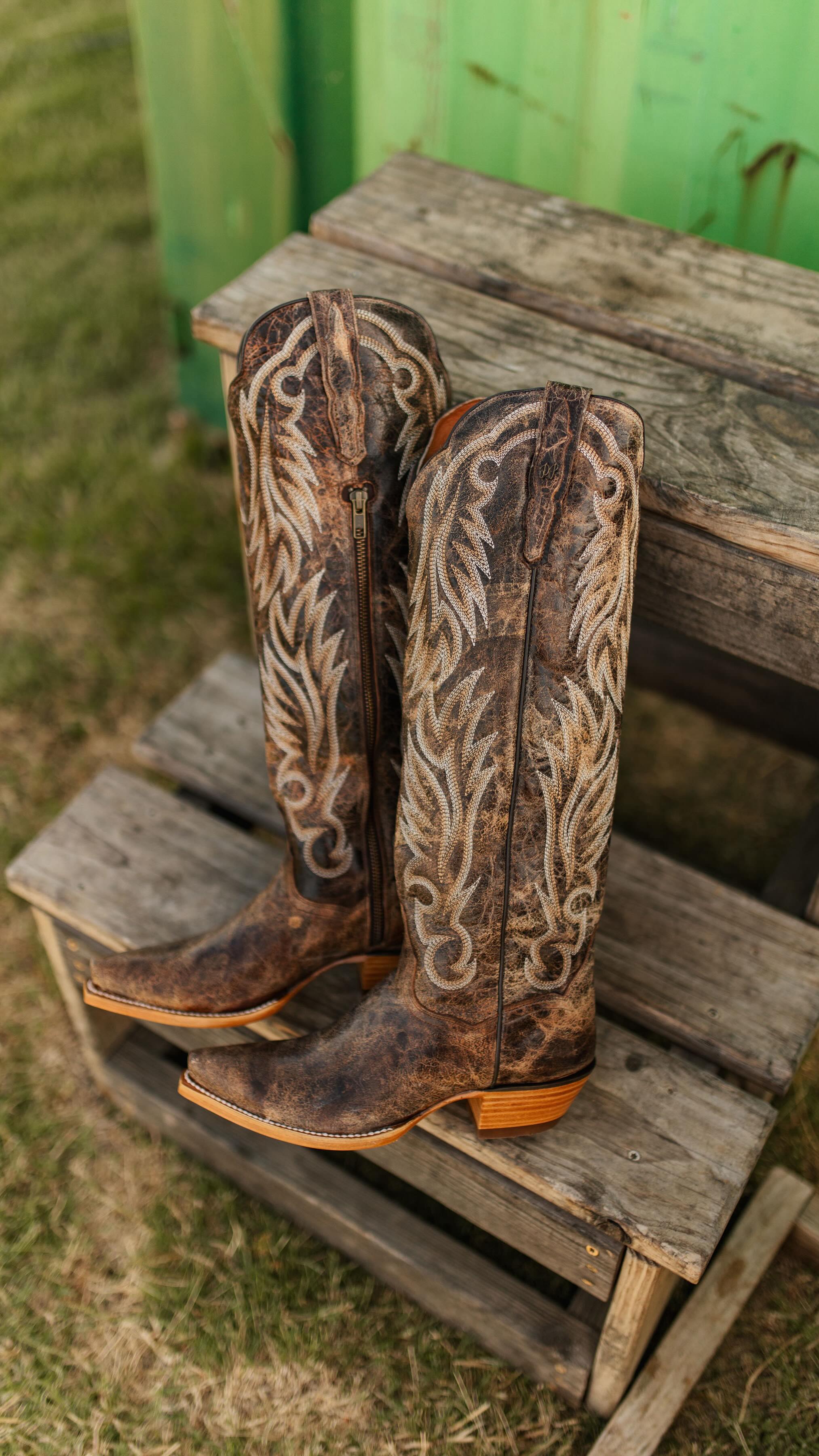 Instagram post by @__morgannicole for Dan Post Boot Company. Caption reads: Cowgirl boots from @danpostbootco that I'm....