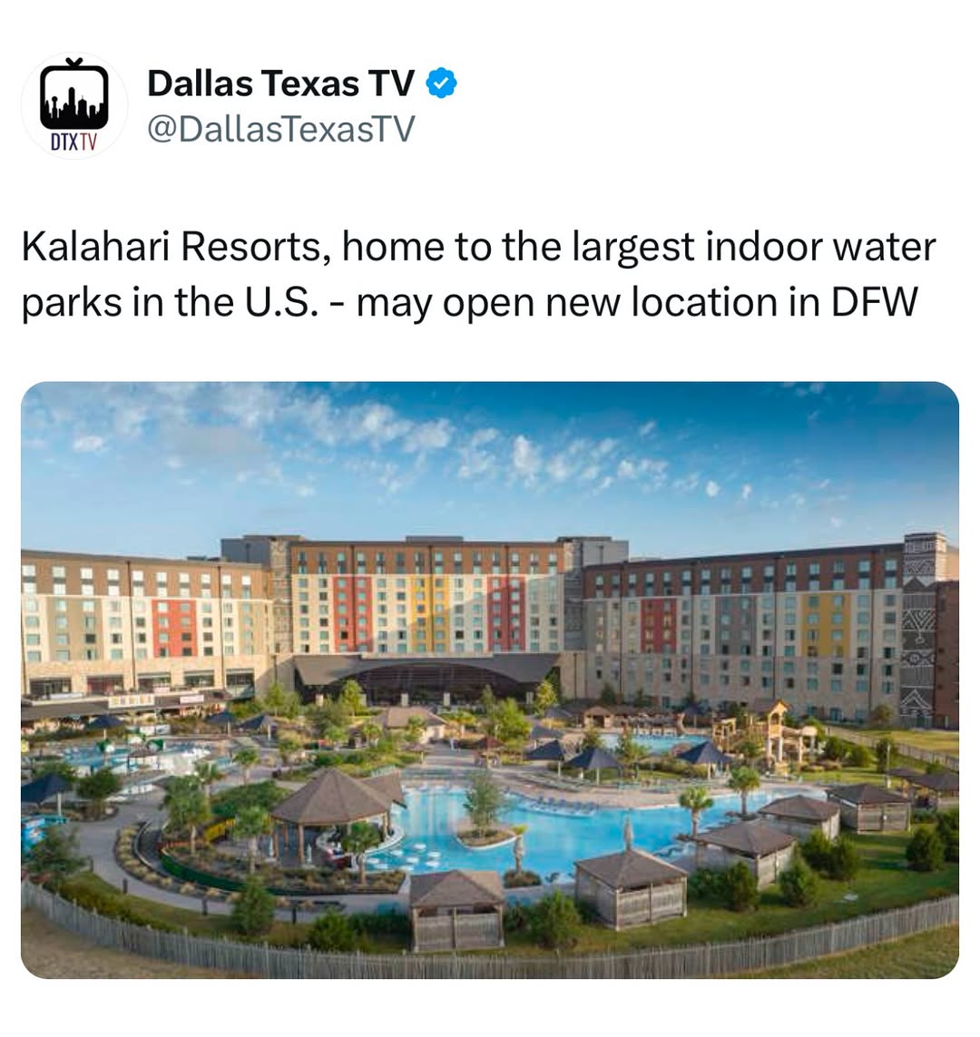 Instagram post by @dallasmicdup for Kalahari Resorts. Caption reads: Kalahari Resorts who has the largest indoor....