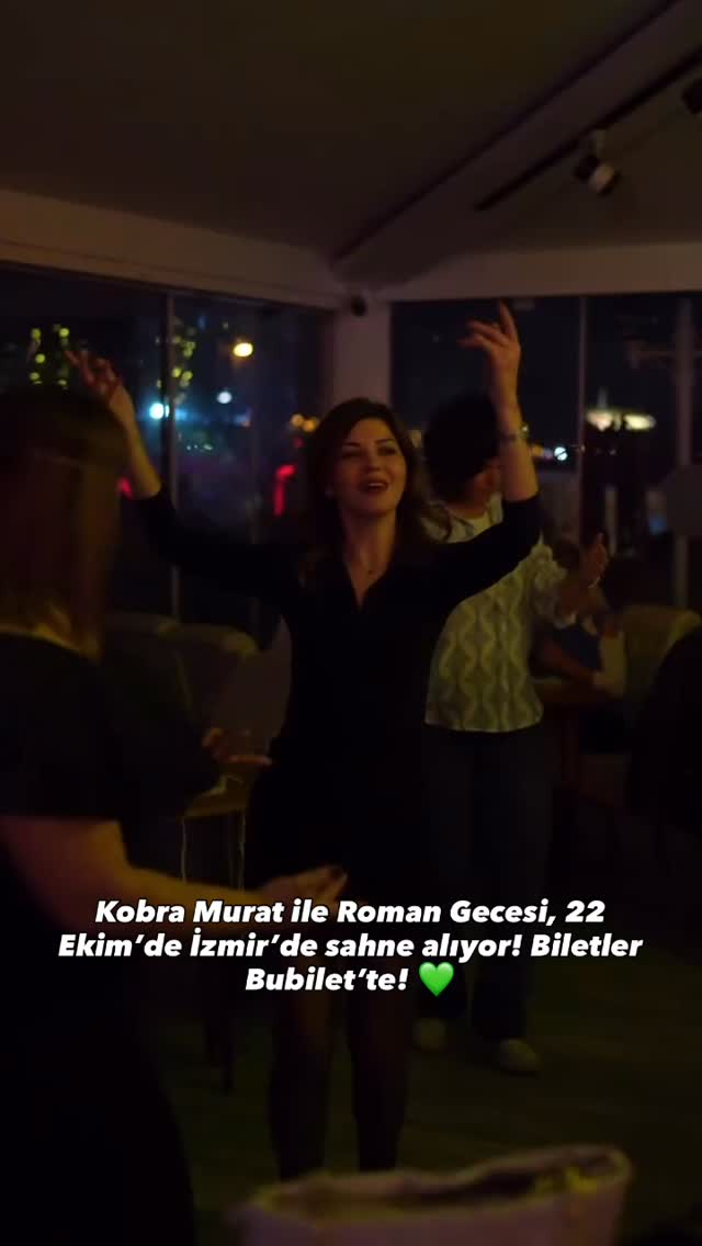 Instagram post by @bornovaninnabzi for Bubilet. Caption reads: 💚 Kobra Murat ile Roman Gecesi biletleri ve....