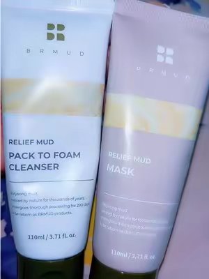 TikTok post by @anapatty068_ for BRMUD US. Caption reads: Official Shop BRMUD Mud Mask & Cleanser Bundle Mud....