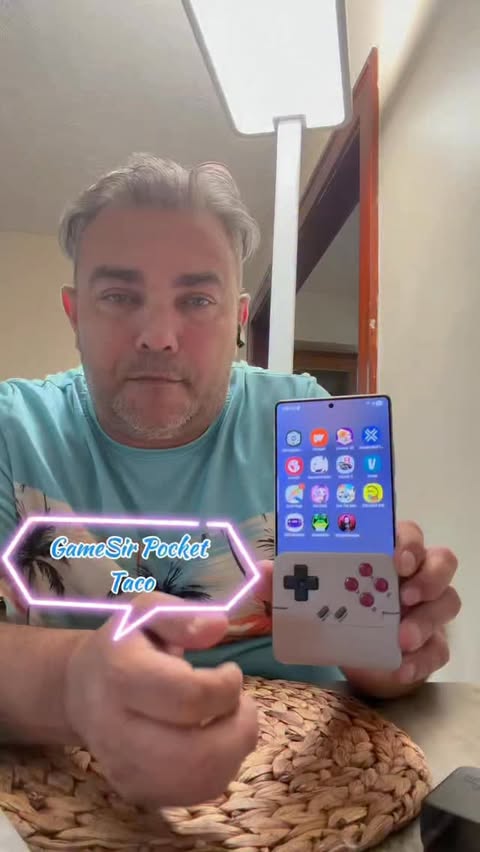 Instagram post by @fun.father.and.daughter for GameSir. Caption reads: Level up anywhere with the GameSir Pocket Taco....