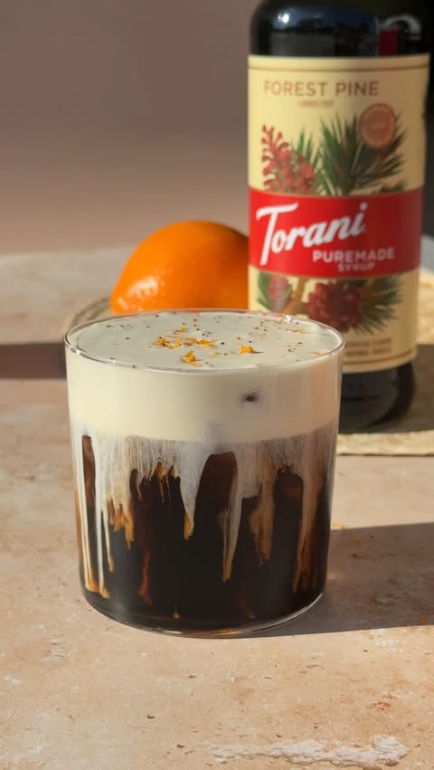 Instagram post by @ac_homecafe for Torani. Caption reads: [...] to the Forest Pine Mont Blanc made with....