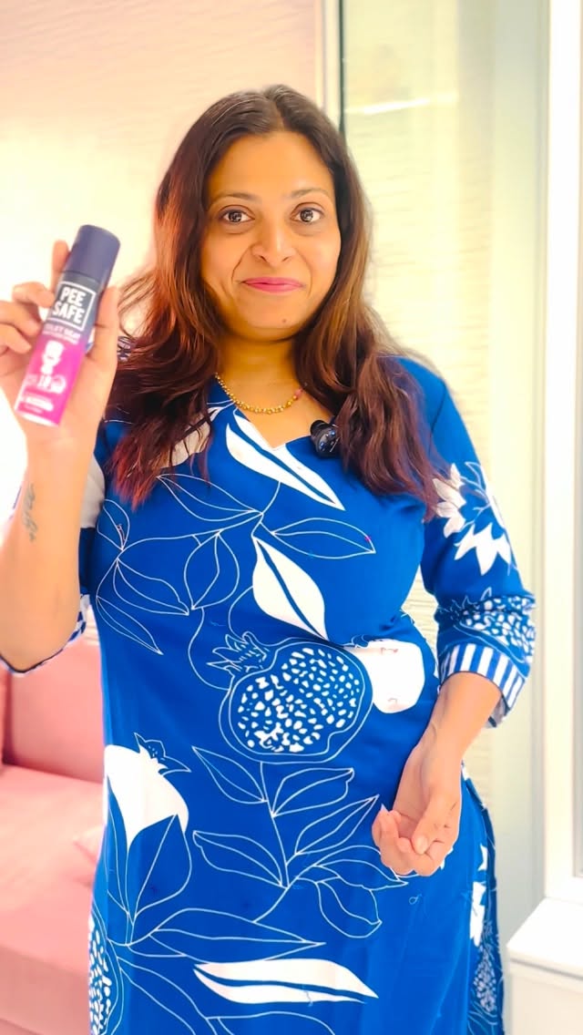 Instagram post by @lipsticks_n_rattles for Pee Safe. Caption reads: Introducing Pee Safe Toilet Seat Sanitizer – the....