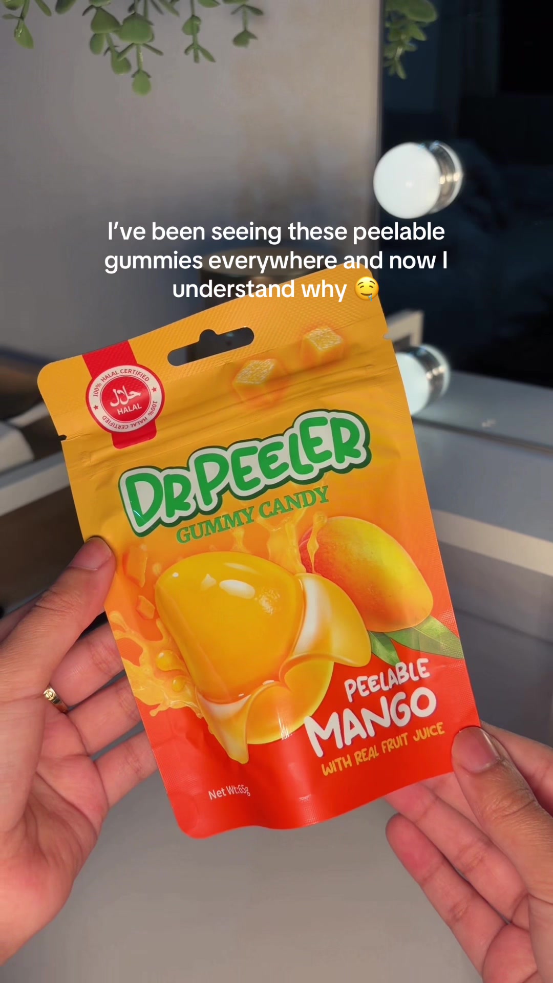 TikTok post by @underatedproducts for ChamoyGuysUK. Caption reads: [...] #mangogummy #drpeeler #peelablegummy....