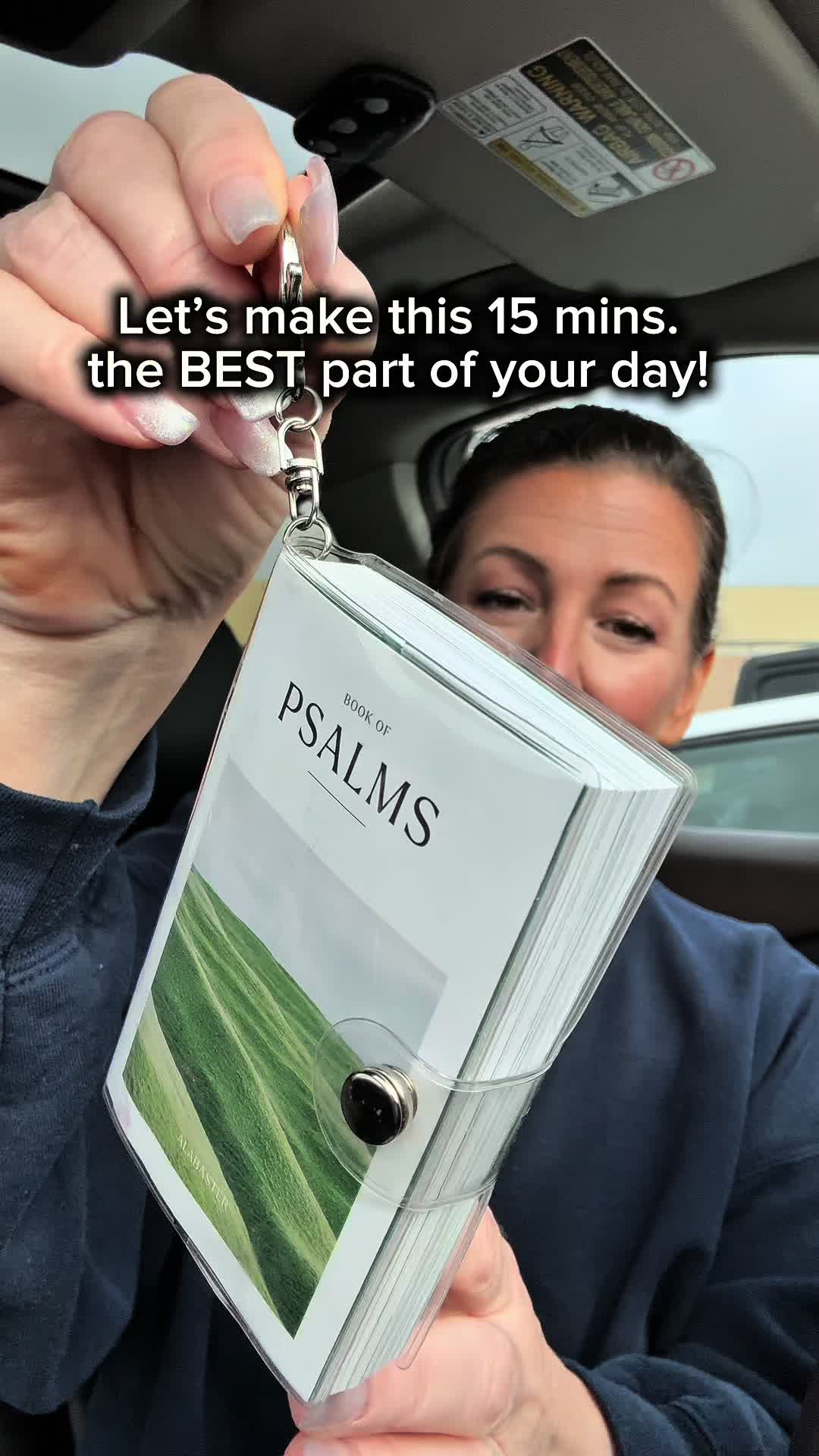 TikTok post by @hopeinthemidst for Alabaster Co. Caption reads: My favorite mini keychain Bibles are restocked… I....