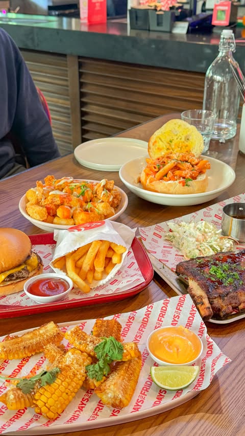 Instagram post by @foodie_or_fatty for TGI Fridays. Caption reads: 🗣 TGI Fridays just LEVELLED UP so I taste-tested....