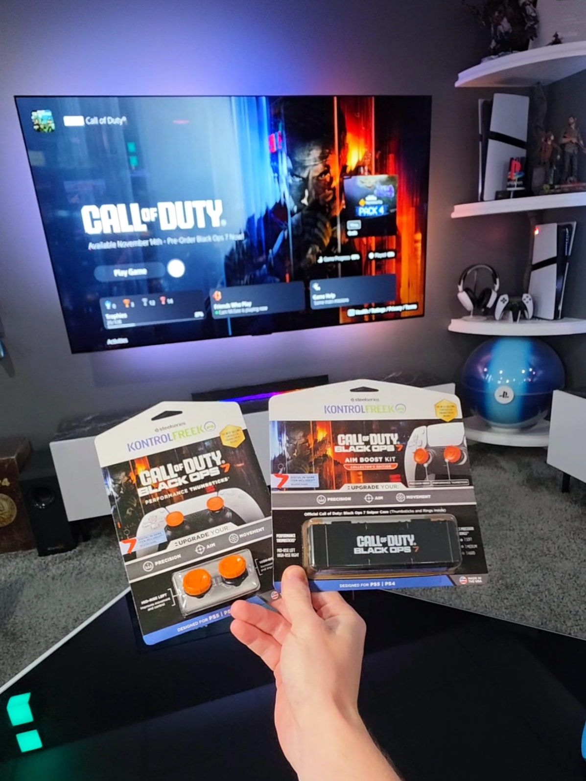 TikTok post by @camxpetra for KontrolFreek. Caption reads: Black Ops 7!!! Collector’s Edition Thumbsticks....