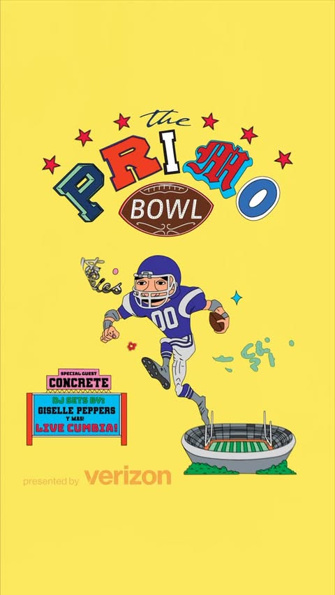 Instagram post by @uglyprimo for Verizon. Caption reads: The real kickoff happens out here, Primo Bowl....