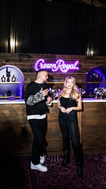 Instagram post by @ariaadare for Crown Royal. Caption reads: #ad I had the chance to catch up with Kane Brown....