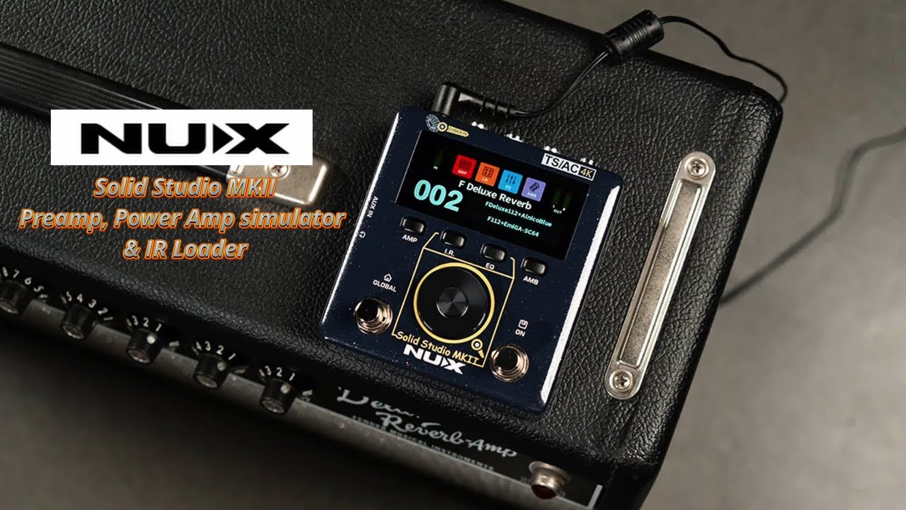 YouTube post by @JonIsJustTooLoud for SIT Strings. Caption reads: Going Amp-less for your gigs? The NUX Solid Studio....