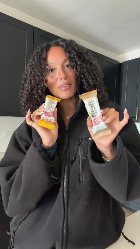 Instagram post by @janayerob for Perfect Bar. Caption reads: [...] pick-me-up snack will always be @perfectbar ....