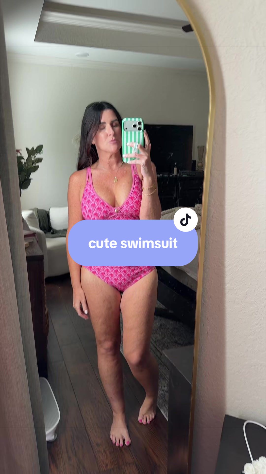 TikTok post by @angiehaughton for Aleumdr. Caption reads: I’ve loved all my swimsuits this summer! @Aleumdr....