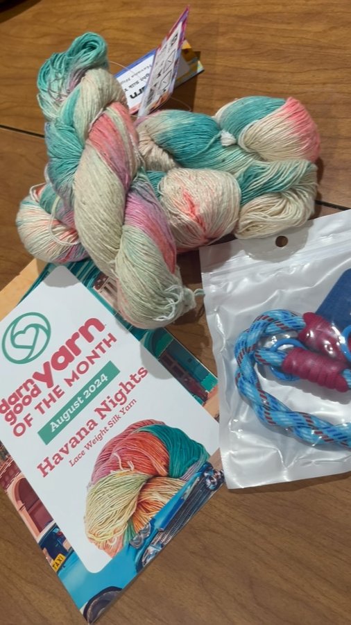 Instagram post by @crochetwithkelsea for Darn Good Yarn. Caption reads: My box from @darngoodyarn finally came in!!🤩....