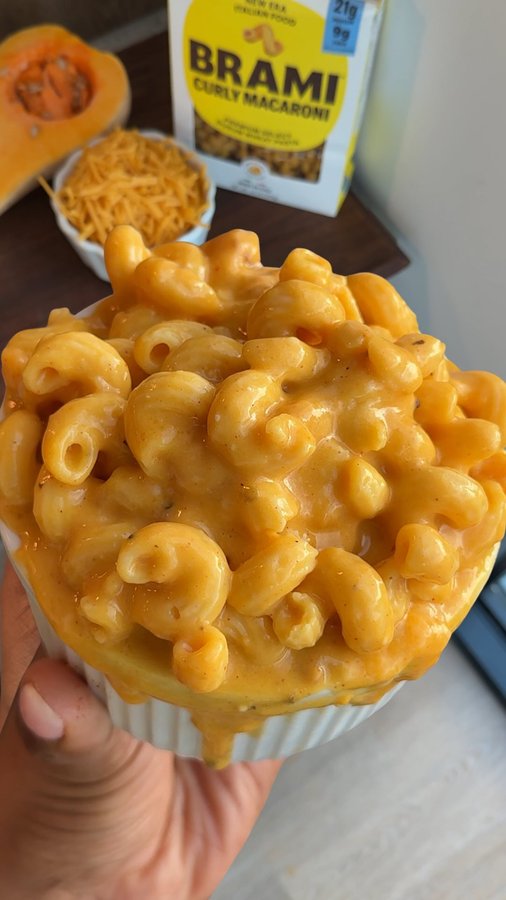 Instagram post by @shakaylafelice for Brami. Caption reads: Plant-based Butternut Squash Mac & Cheese ft.....