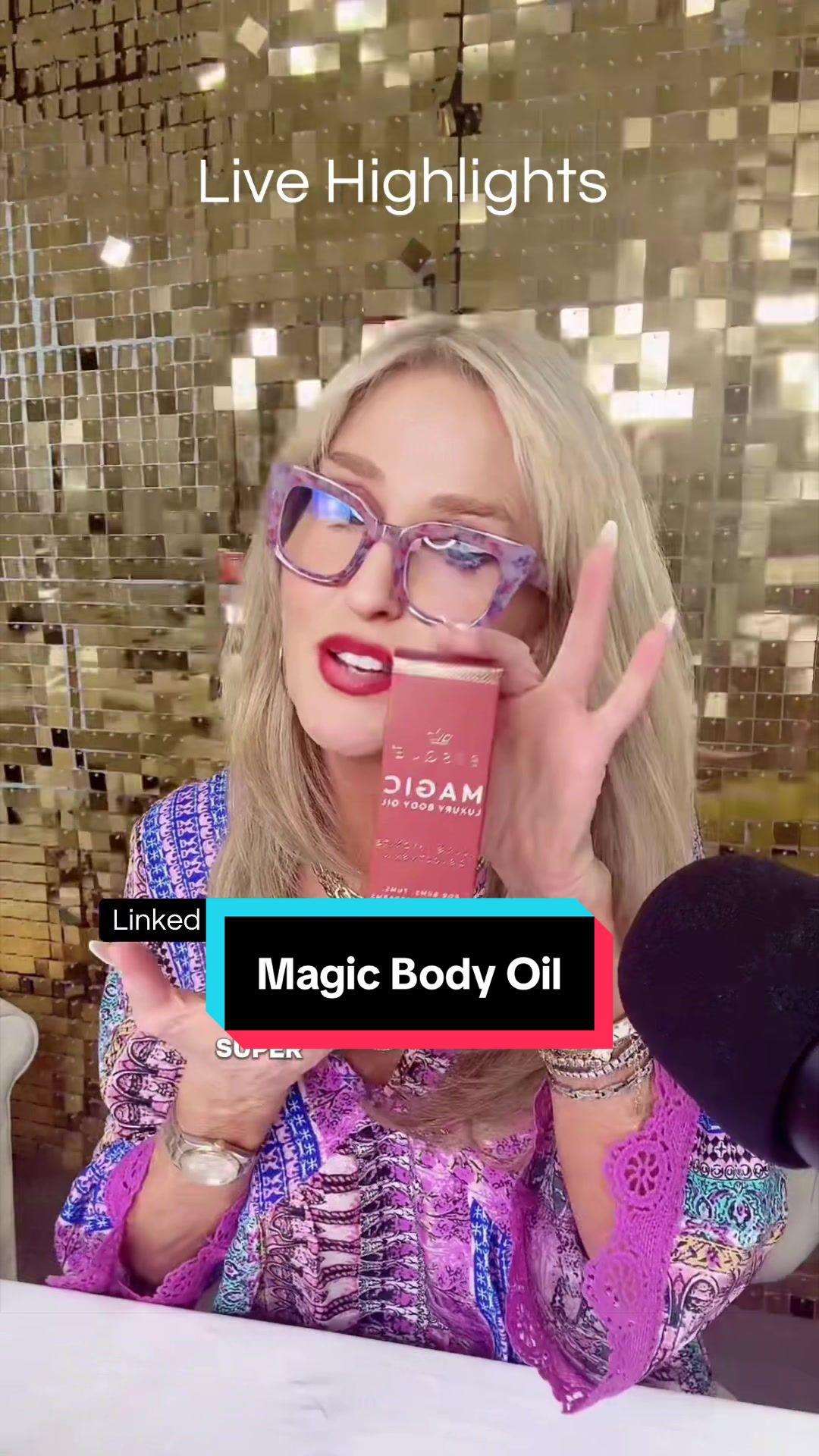 TikTok post by @fabover50 for Besque. Caption reads: #tiktoklive #livehighlights @Besque Magic oil -....