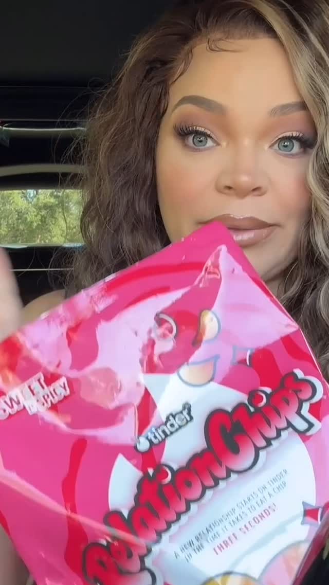 Instagram post by @trishapaytas for Tinder. Caption reads: Shocking relationship update - A new relationship....