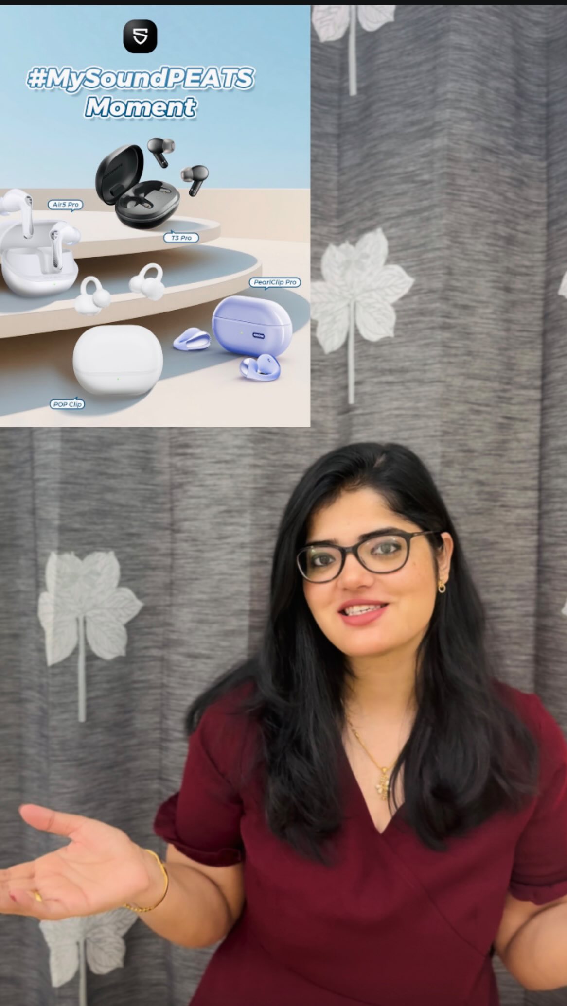 Instagram post by @pallavi.dxbworld for SOUNDPEATS. Caption reads: 🎉 It’s time to show the world your favorite....