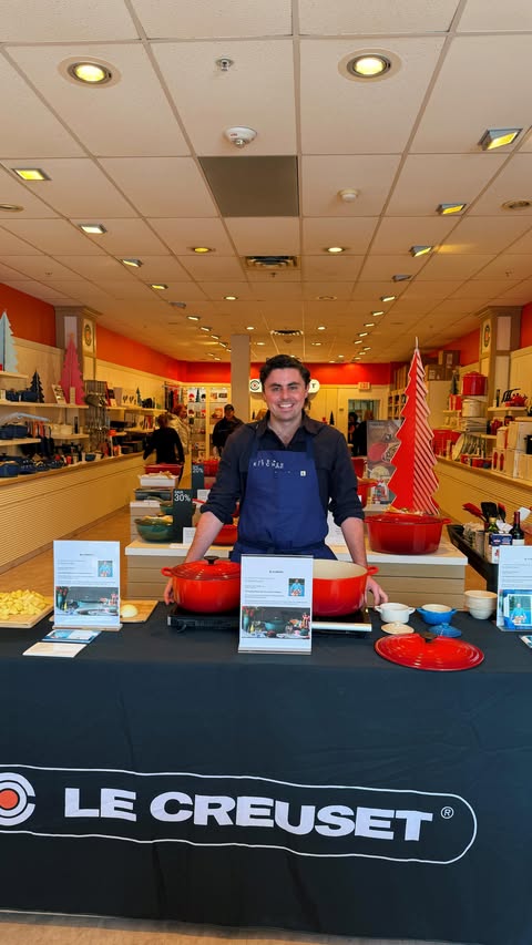 Instagram post by @kdmkitchen for Le Creuset. Caption reads: My first ever pop up! Overwhelmed with support and....