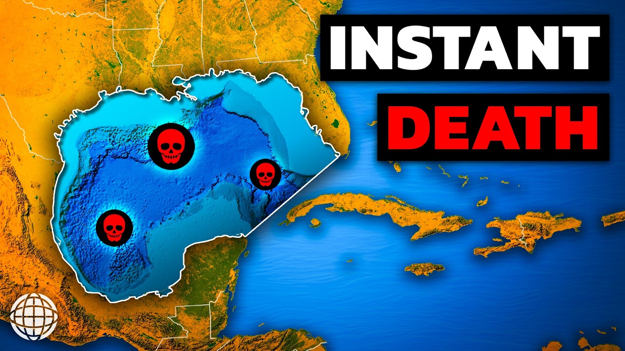 YouTube post by @GeographyByGeoff for Freepik Contributor. Caption reads: The Extreme Geography of the Gulf of Mexico.