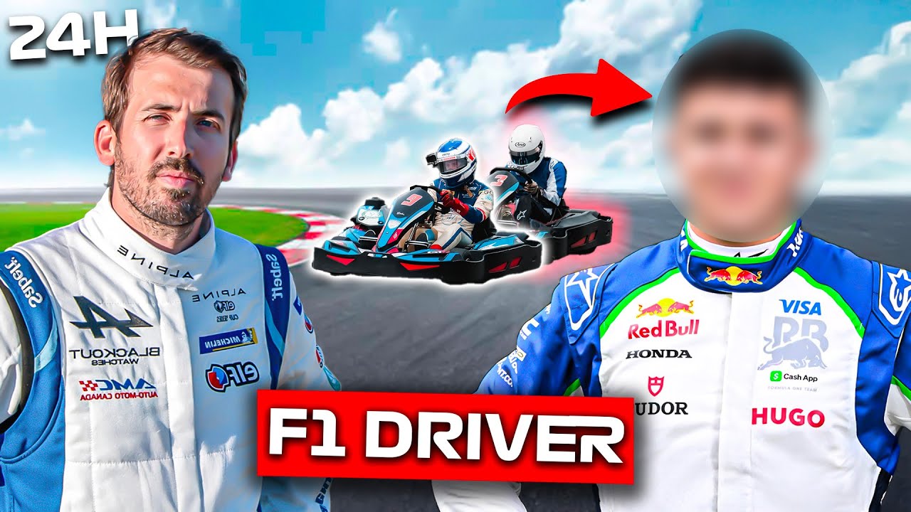 YouTube post by @RomainMONTI for Fanatec. Caption reads: A CRAZY 24-HOUR RACE (there's even an F1 driver).