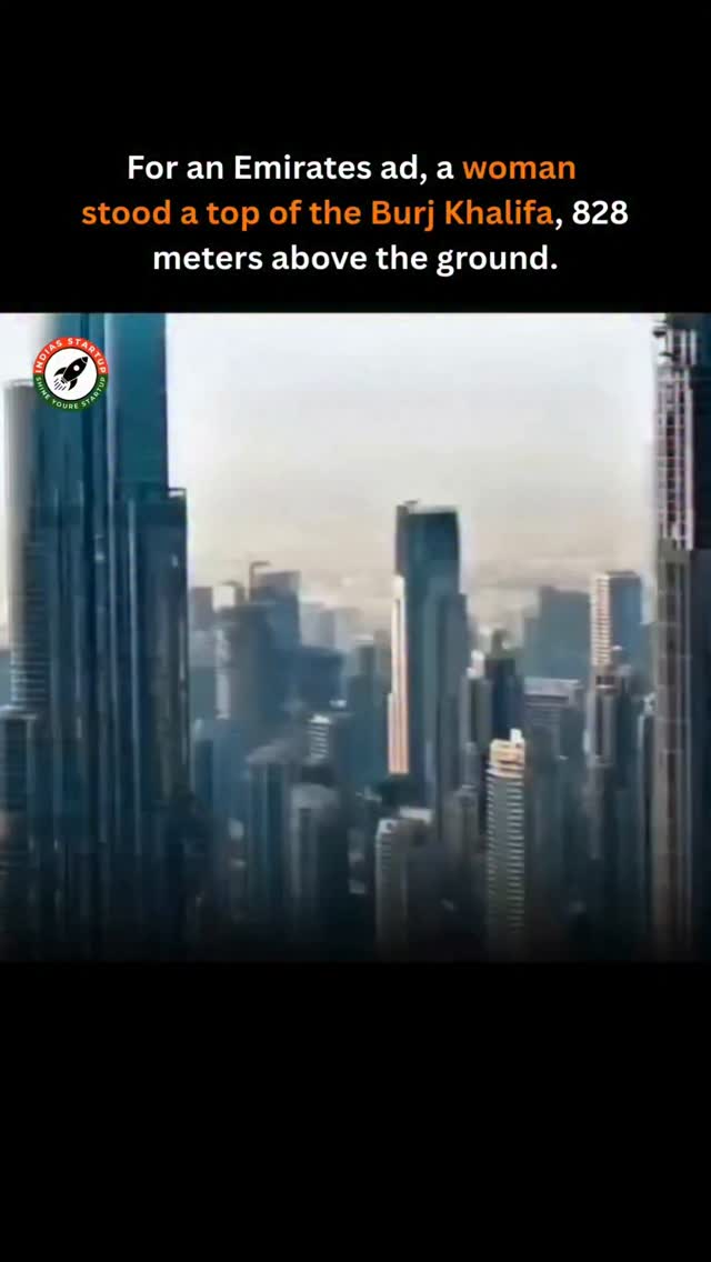 Instagram post by @indiasstartup for Emirates. Caption reads: Emirates’ bold Burj Khalifa stunt turned heads....