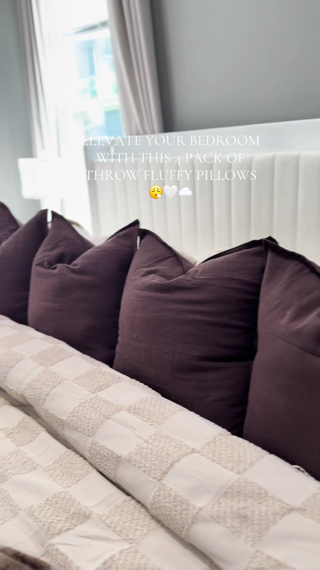 TikTok post by @yulissaas_ for Lux Decor Collection. Caption reads: [...] change your bedroom ☁️🤍👀 @Lux Decor....