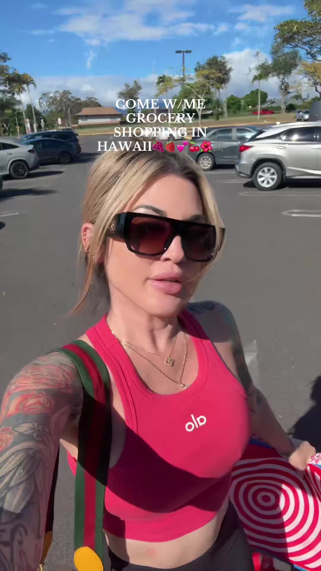 TikTok post by @kyliexpark for Safeway. Caption reads: COME GROCERY SHOPPING WITH ME🍓🍑🍉🥦🌽 @Safeway....