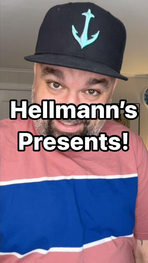 Instagram post by an influencer for Hellmann’s Mayonnaise. Caption reads: Presents from @hellmannsmayonnaise !!! Sanks!!!....