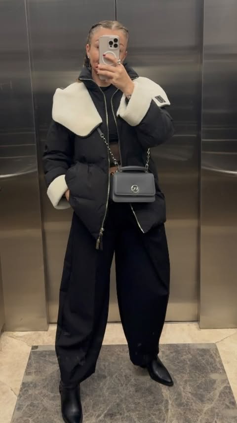 Instagram post by @ozleminthecity_ for Ipekyol. Caption reads: [...] Siyah ankle boot: @floayakkabi Mont:....