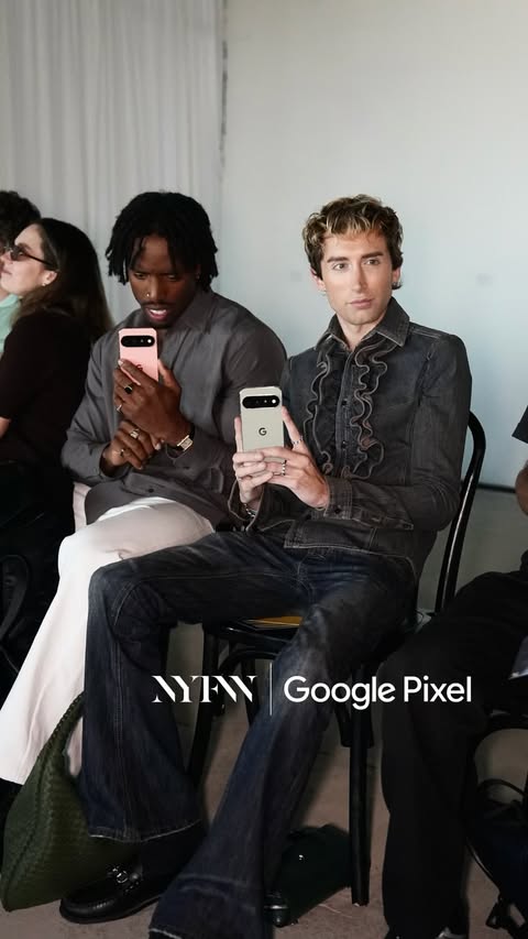 Instagram post by @lythancottaz for Google Pixel. Caption reads: Styling the new #Pixel11 colorways at @NYFW ! #Ad....
