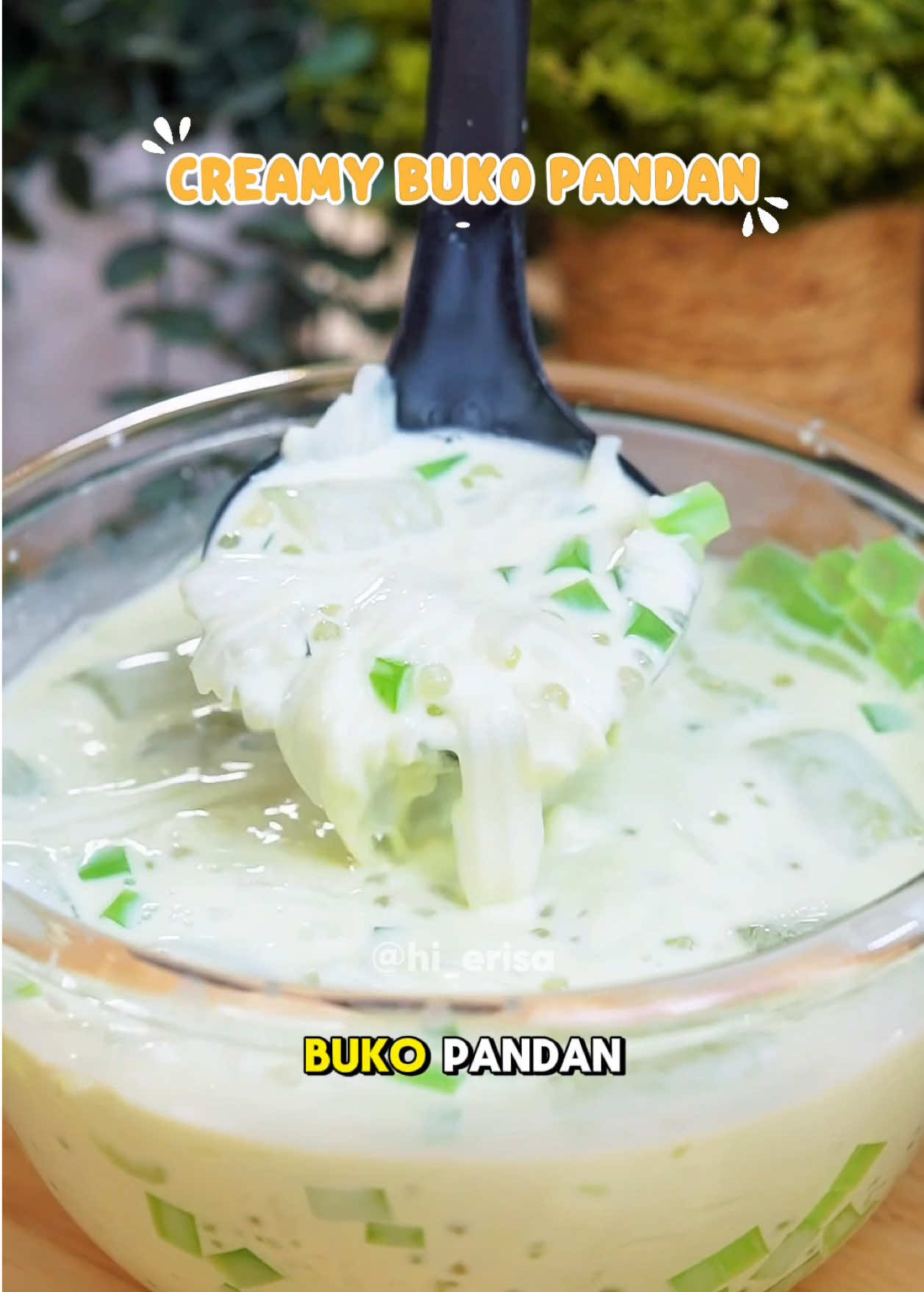 TikTok post by @hi_erisa for Frisian Flag Indonesia. Caption reads: Ini rahasia aku bikin kuah buko pandan yang creamy....