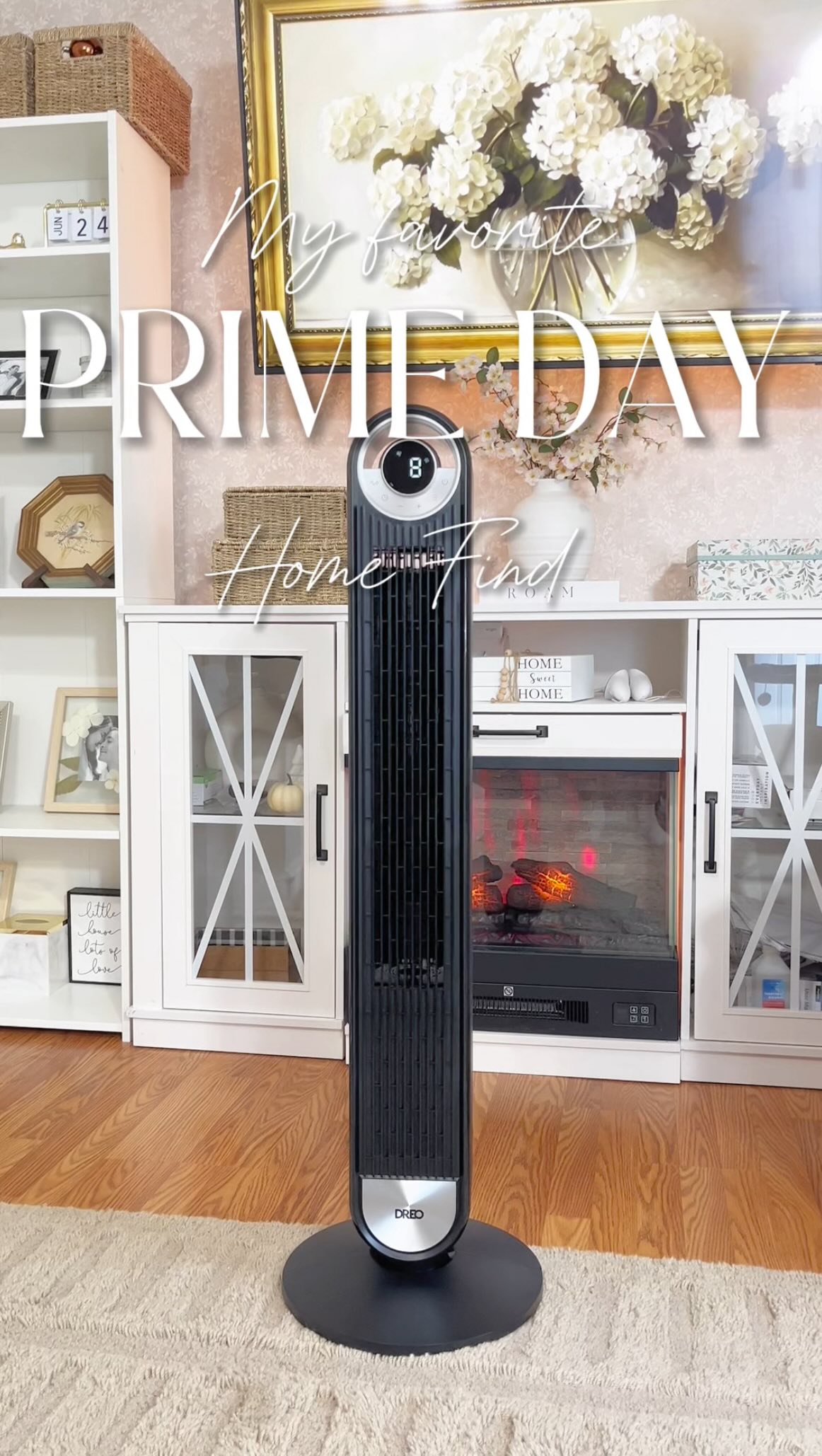 Instagram post by @silv.wassumz for Amazon Prime. Caption reads: It’s official — the @dreo.home Smart Tower Fan....