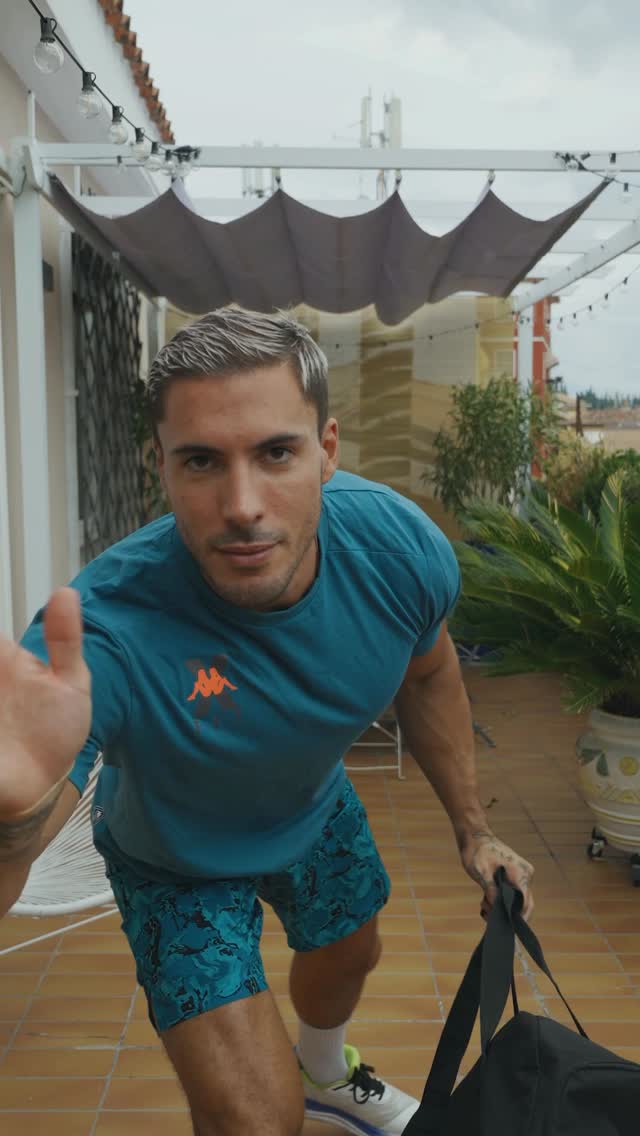 Instagram post by @nik_cornia for Kappa. Caption reads: Morning Warm-up trying on all my @kappa_sport....