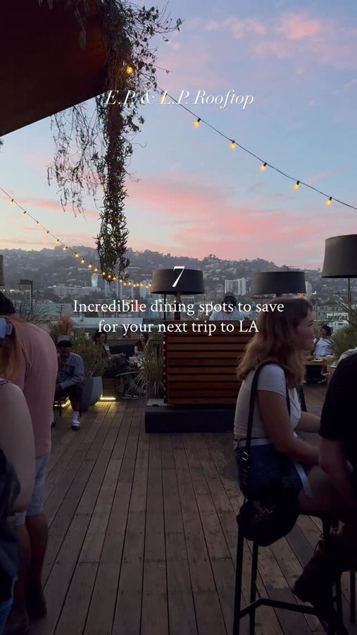 Instagram post by @prettylittlelondon for Discover Los Angeles. Caption reads: 7 Must-Try Dining Spots in @discoverla Right Now....