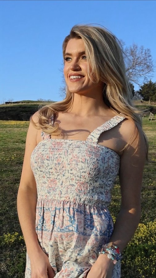 Instagram post by @ariaadare for Flag & Anthem. Caption reads: Who said finding the perfect dress for spring was....