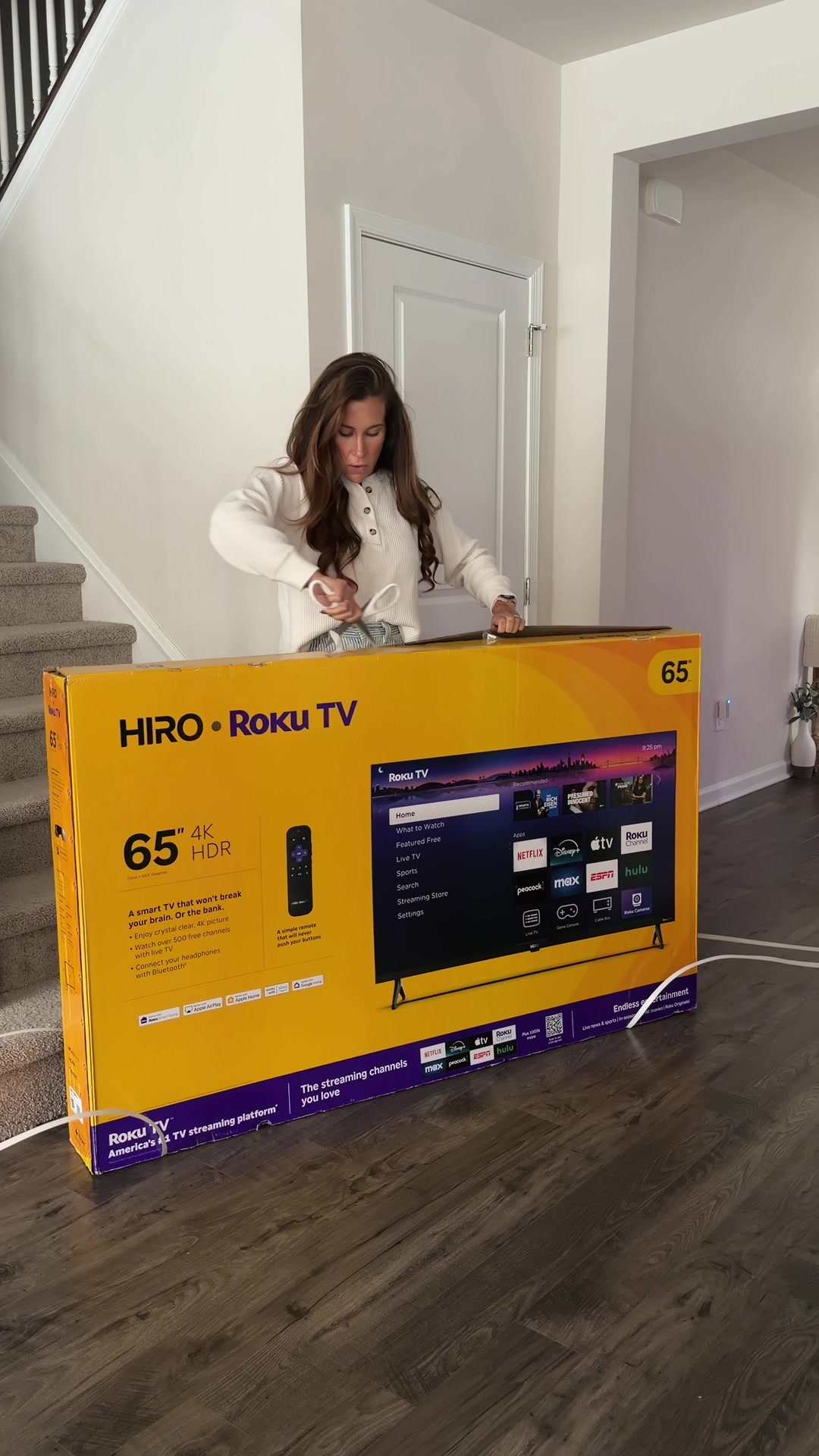 TikTok post by @twomomsandthebabes for Roku. Caption reads: [...] is coming together 🖤 our new Hiro @Roku TV....