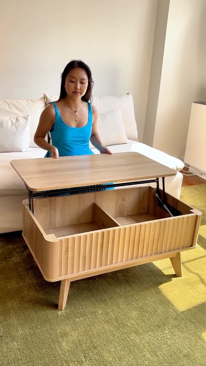 Instagram post by @eldestdaughterclub for Mopio. Caption reads: [...] this lift top coffee table (gifted by....