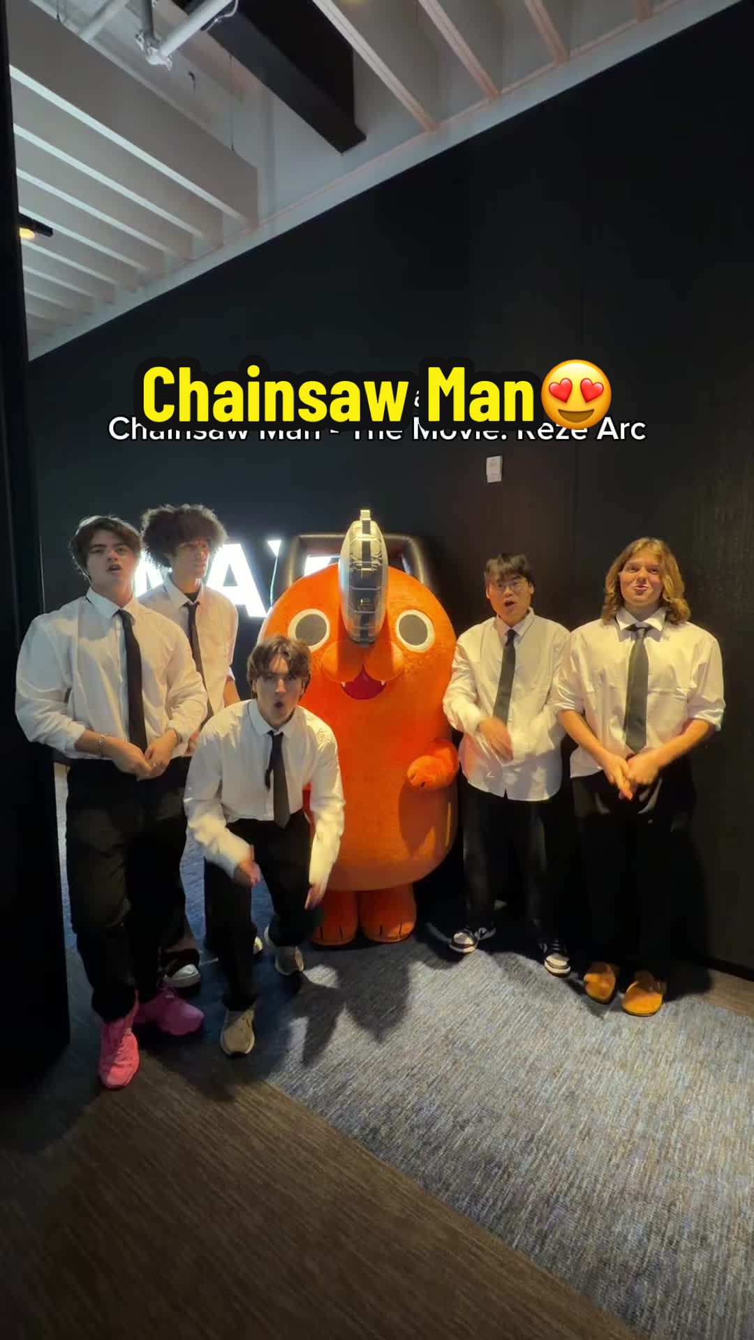 TikTok post by @theanimemen for Sony Pictures. Caption reads: We are HYPED for Chainsaw Man - The Movie: Reze....