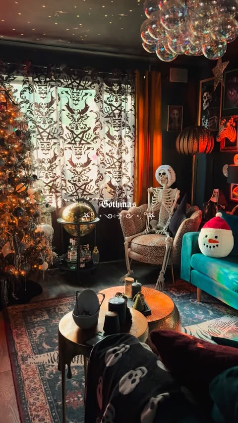 Instagram post by @enchanting_the_haus_ for KILLSTAR. Caption reads: 🎄🖤✨🎅
Ignore dog toy that’s not part of the show.