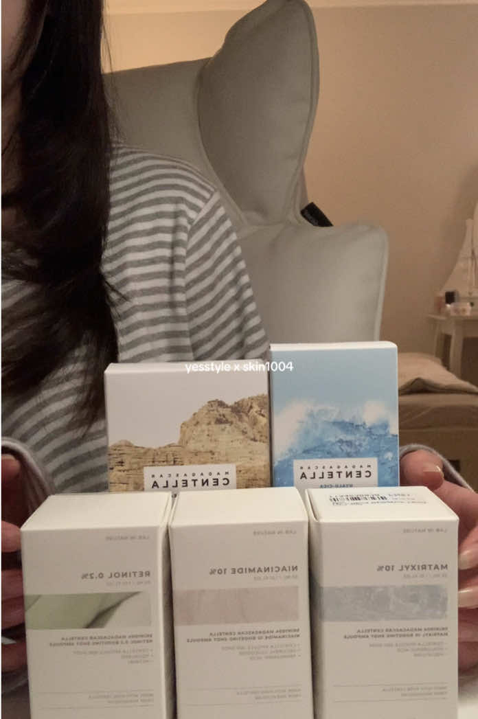 TikTok post by @meleleluv for YesStyle. Caption reads: skincare routine with skin1004 & @YesStyle | code:....