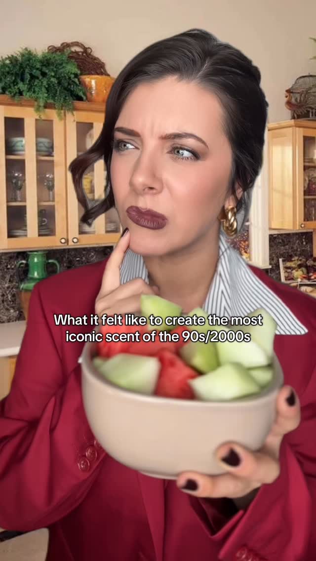 Instagram post by @retr0avocado for Bath & Body Works. Caption reads: Whoever created the cucumber melon scent had to....