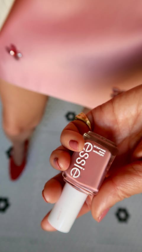 Instagram post by @sparkandpepper for essie. Caption reads: Thinking pink with @essie. Spring shades that make....
