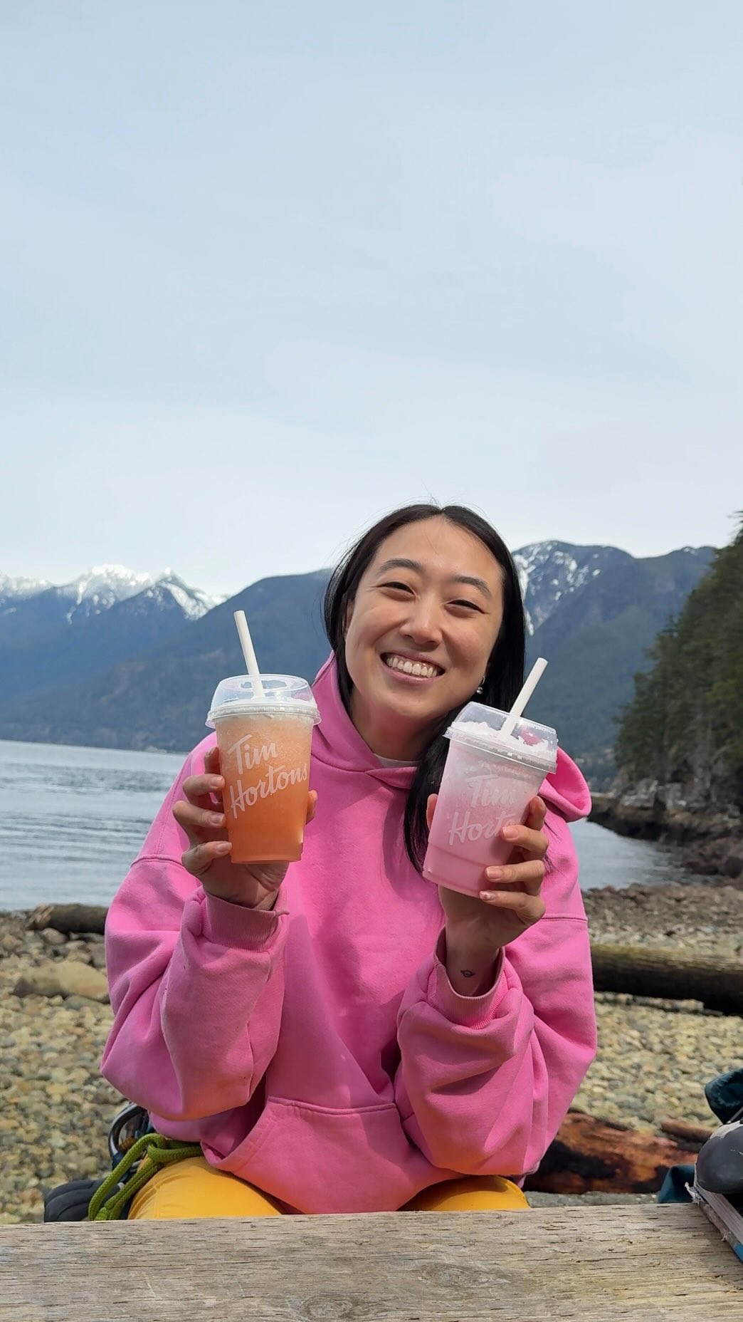 Instagram post by @dawnnpark for Tim Hortons. Caption reads: @timhortons just dropped their NEW Frozen....