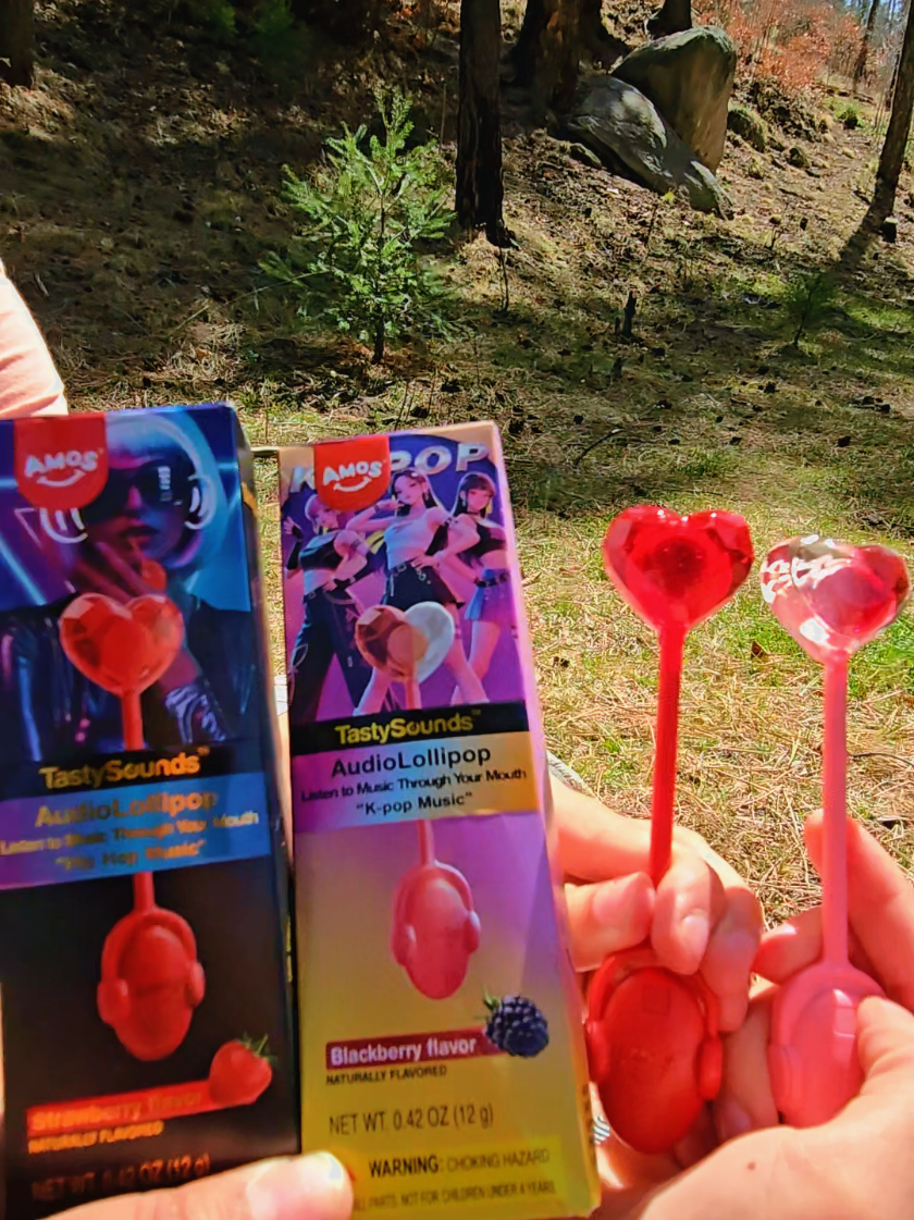 TikTok post by @koolmom223 for Amos Sweets. Caption reads: [...] Lollipops!! 🎵 #kpopfyp @Amos Sweets....