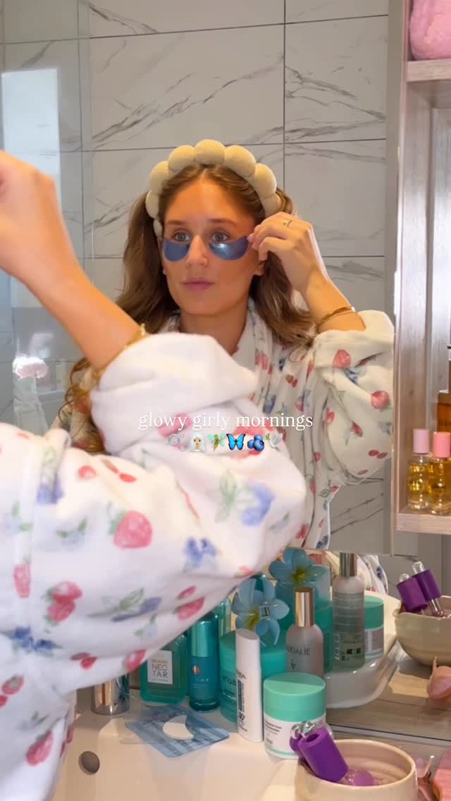 Instagram post by @byemmaleah for Lookfantastic. Caption reads: glowy girly mornings....